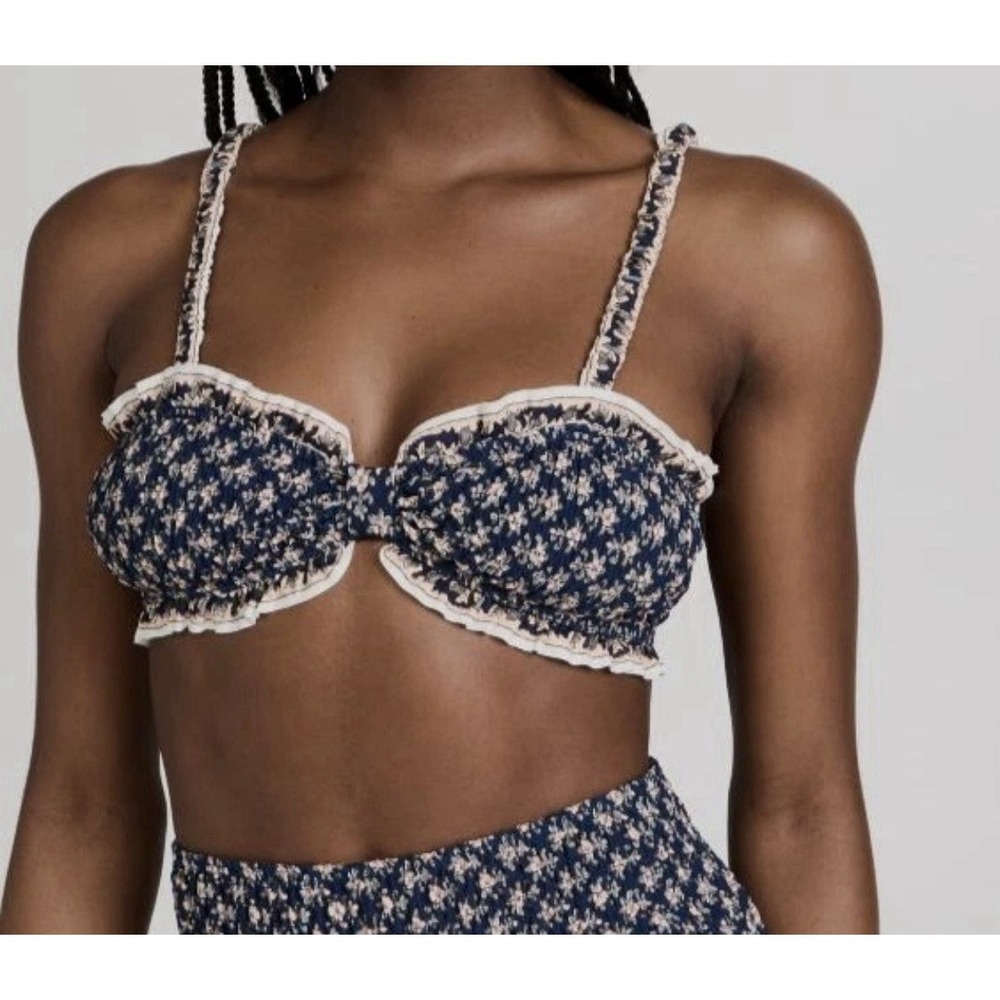 Sea New York Jasper Border Print Bikini Top Sz XS Swimwear Floral Boho $165